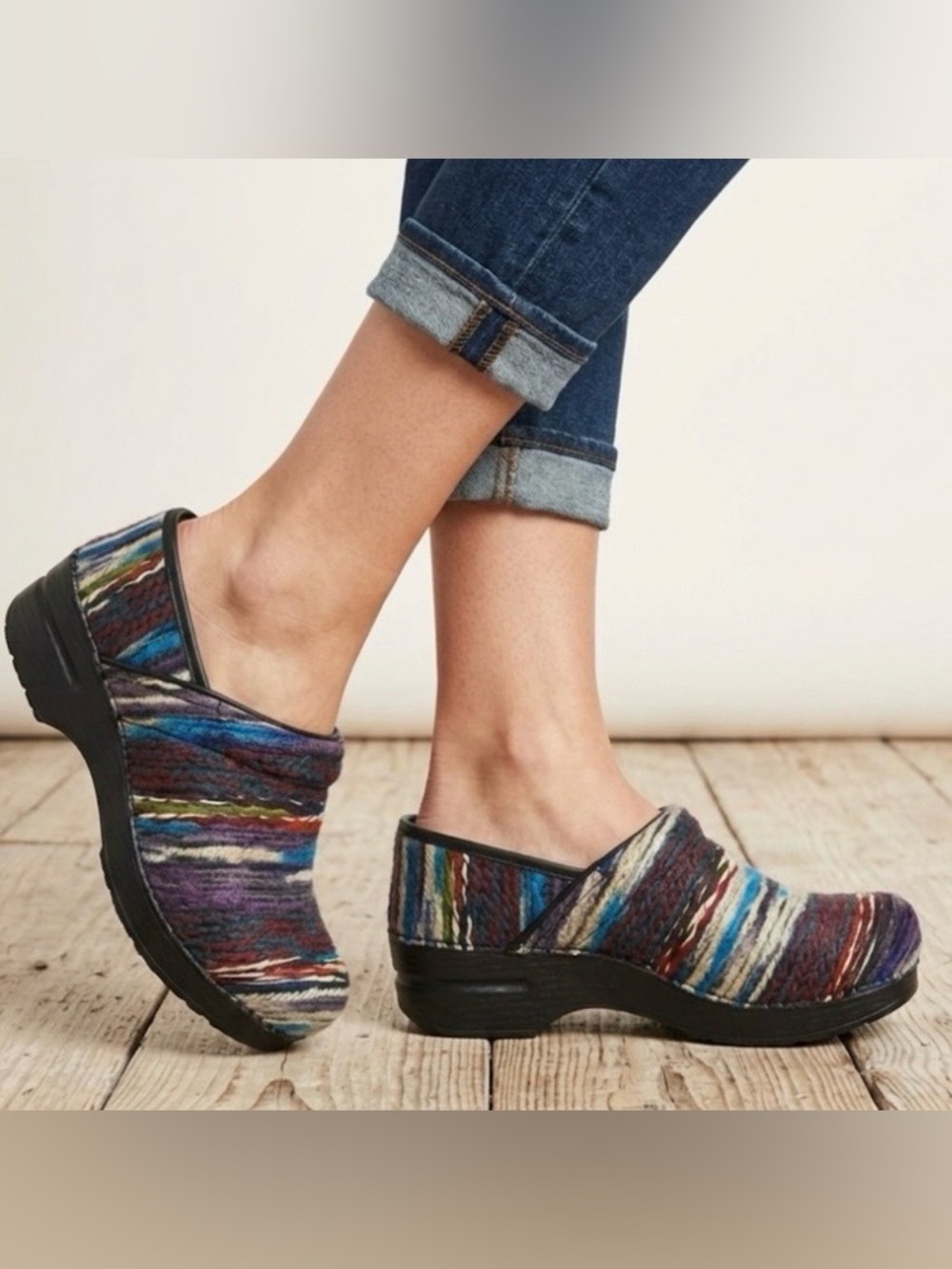 Dansko Clogs Shoes 41 Woman 10-10.5 Multicolor Yarn Slip On Comfort Nursing